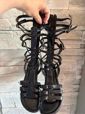 Madden Girl Black and gold Gladiator Sandals